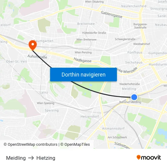 Meidling to Hietzing map