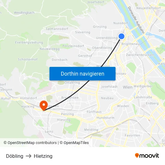 Döbling to Hietzing map