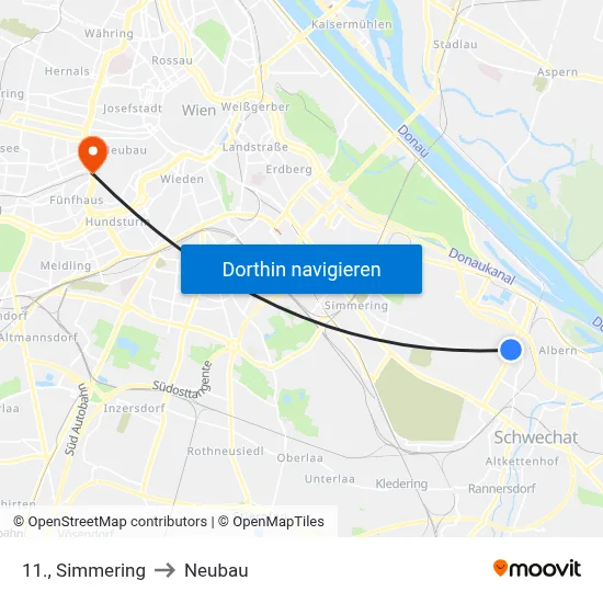 11., Simmering to Neubau map