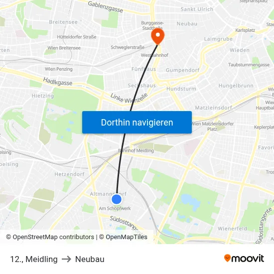 12., Meidling to Neubau map