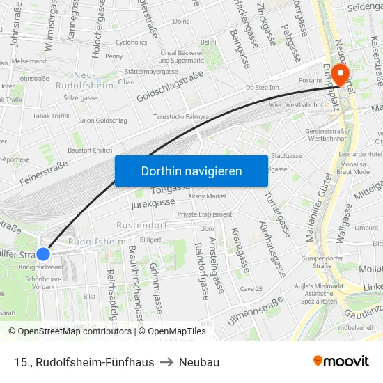 15., Rudolfsheim-Fünfhaus to Neubau map