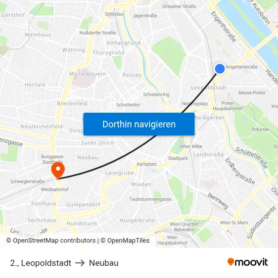 2., Leopoldstadt to Neubau map