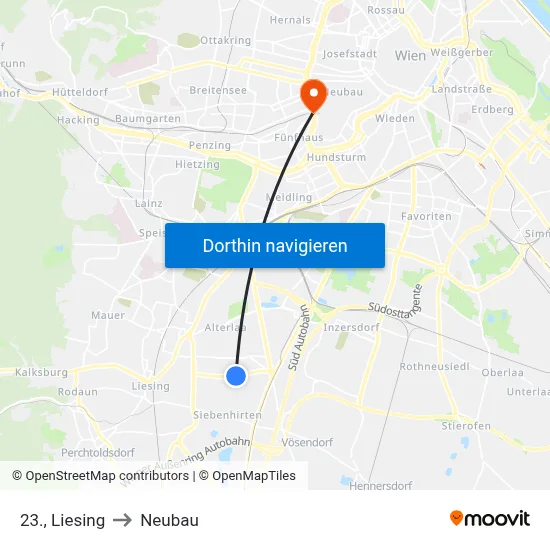 23., Liesing to Neubau map
