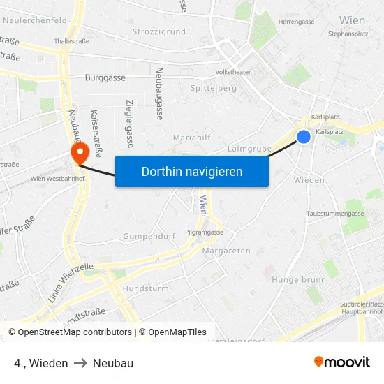 4., Wieden to Neubau map