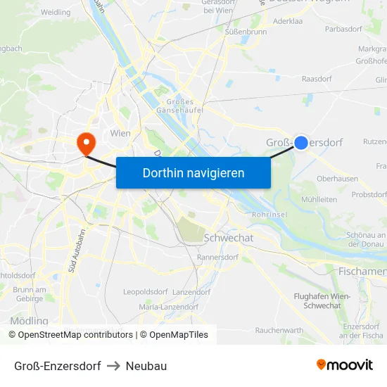 Groß-Enzersdorf to Neubau map
