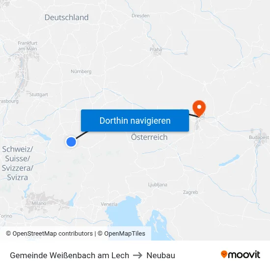 Gemeinde Weißenbach am Lech to Neubau map