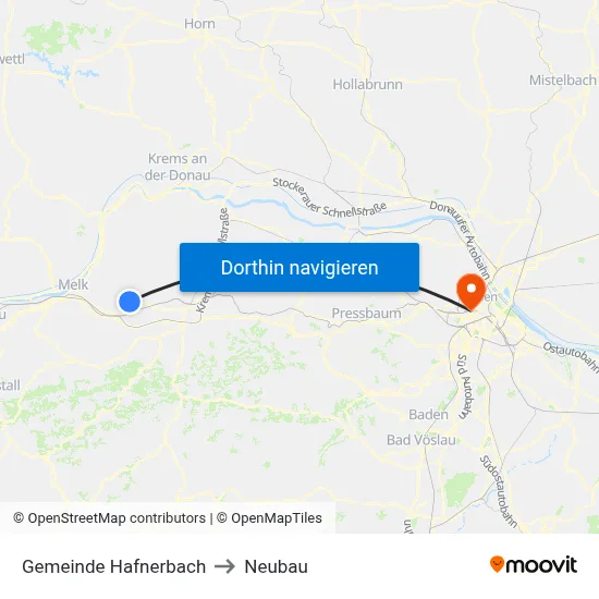 Gemeinde Hafnerbach to Neubau map