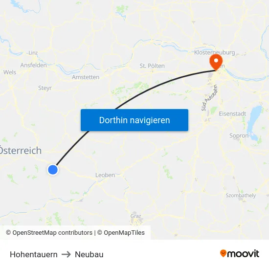 Hohentauern to Neubau map