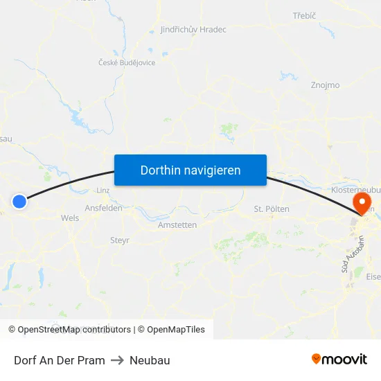 Dorf An Der Pram to Neubau map
