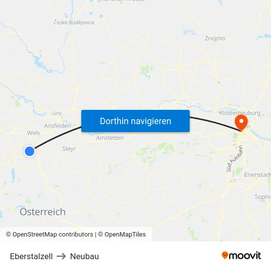 Eberstalzell to Neubau map