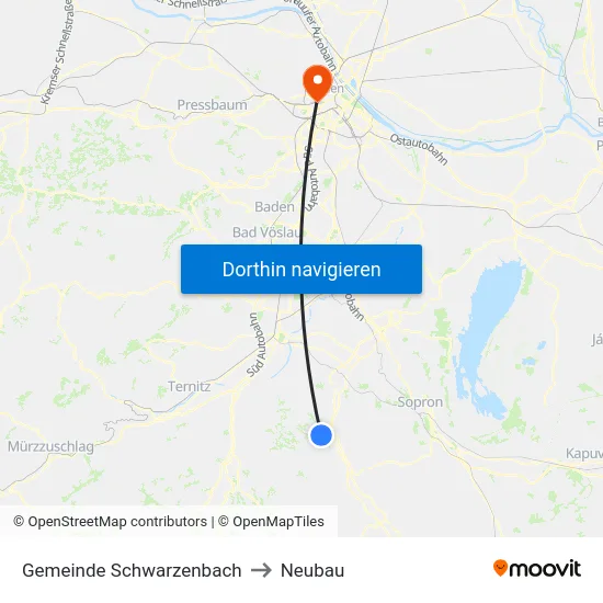 Gemeinde Schwarzenbach to Neubau map