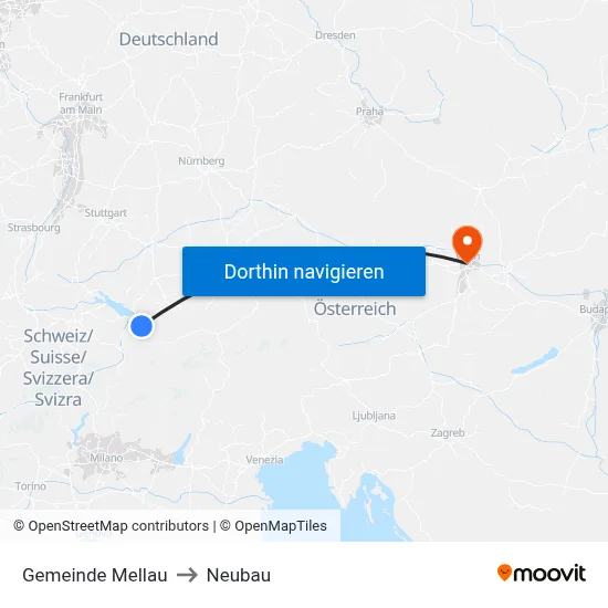 Gemeinde Mellau to Neubau map