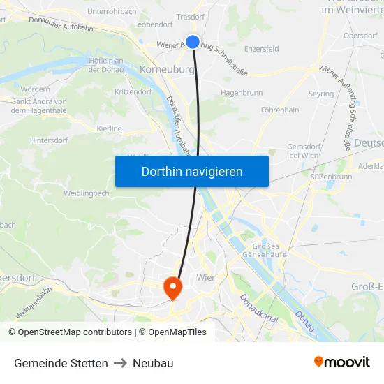 Gemeinde Stetten to Neubau map