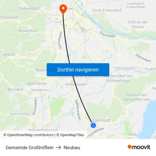 Gemeinde Großhöflein to Neubau map