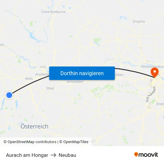 Aurach am Hongar to Neubau map