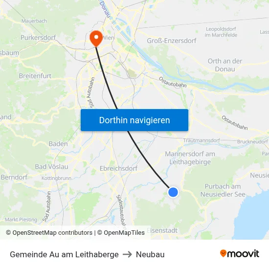Gemeinde Au am Leithaberge to Neubau map