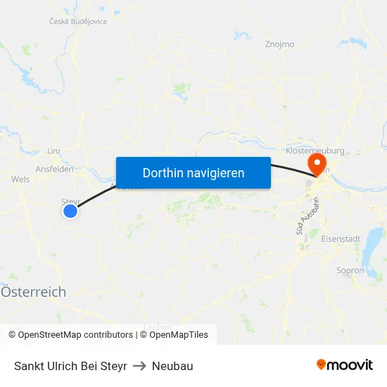 Sankt Ulrich Bei Steyr to Neubau map