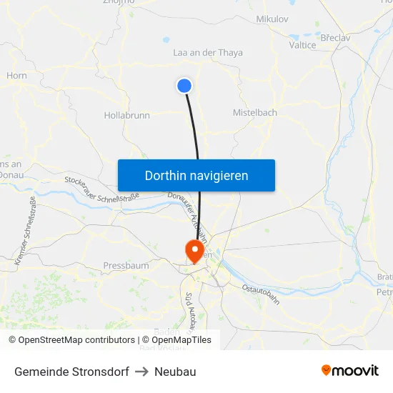 Gemeinde Stronsdorf to Neubau map