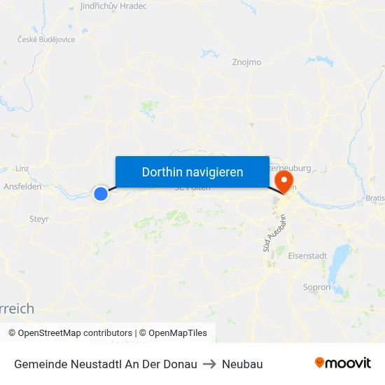 Gemeinde Neustadtl An Der Donau to Neubau map