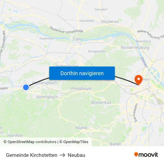 Gemeinde Kirchstetten to Neubau map