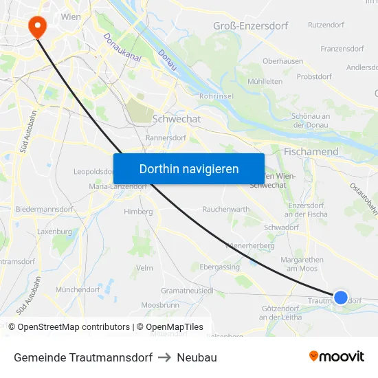 Gemeinde Trautmannsdorf to Neubau map