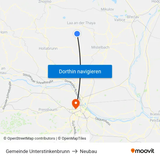 Gemeinde Unterstinkenbrunn to Neubau map