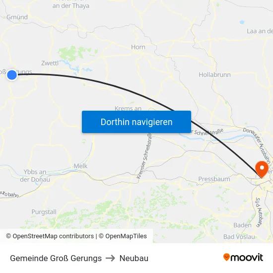 Gemeinde Groß Gerungs to Neubau map