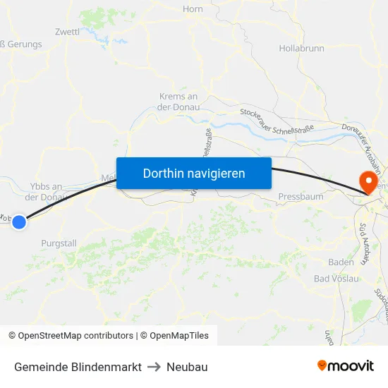 Gemeinde Blindenmarkt to Neubau map