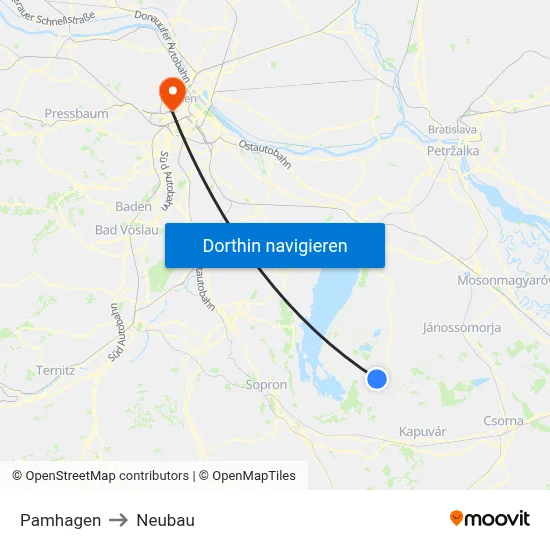Pamhagen to Neubau map