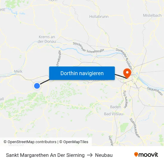 Sankt Margarethen An Der Sierning to Neubau map