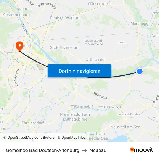 Gemeinde Bad Deutsch-Altenburg to Neubau map