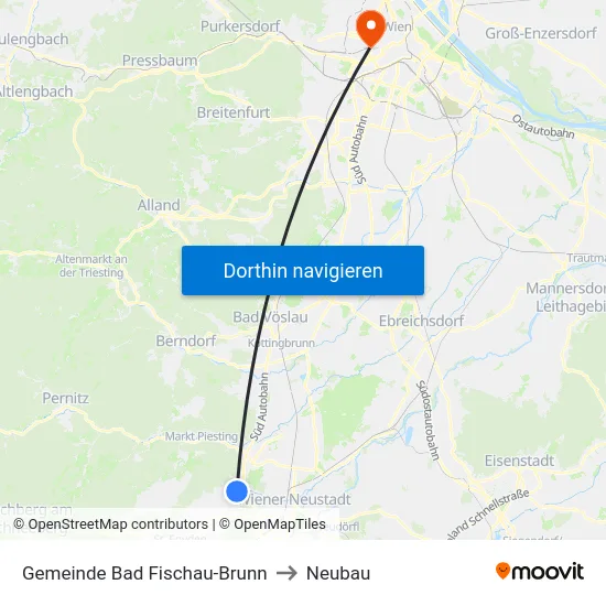 Gemeinde Bad Fischau-Brunn to Neubau map