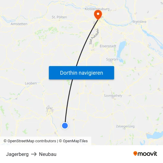 Jagerberg to Neubau map