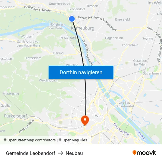 Gemeinde Leobendorf to Neubau map