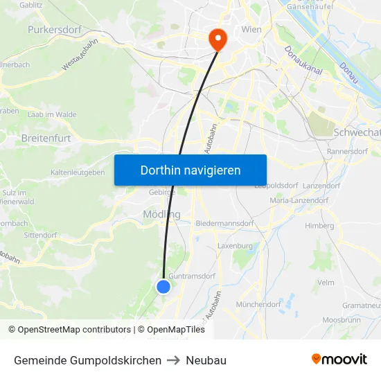 Gemeinde Gumpoldskirchen to Neubau map