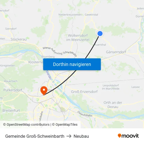 Gemeinde Groß-Schweinbarth to Neubau map