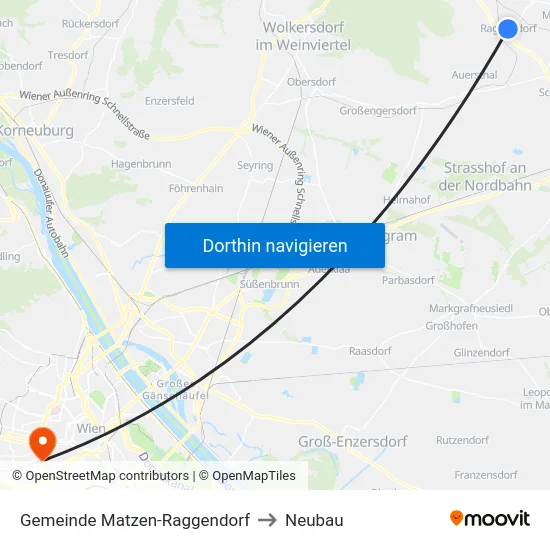 Gemeinde Matzen-Raggendorf to Neubau map