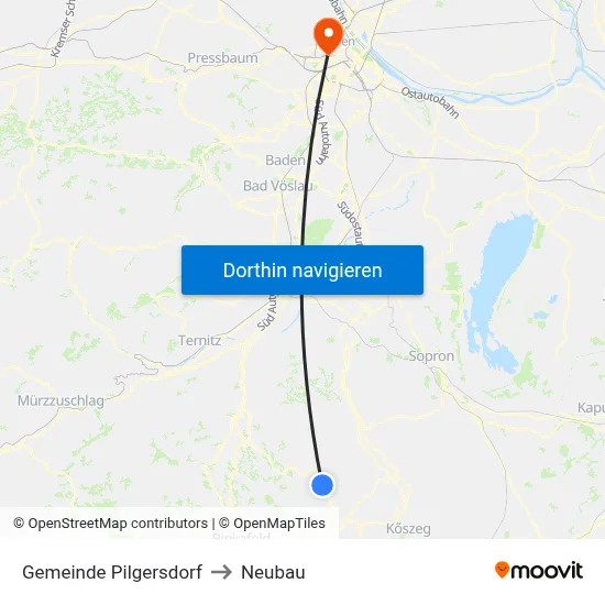 Gemeinde Pilgersdorf to Neubau map