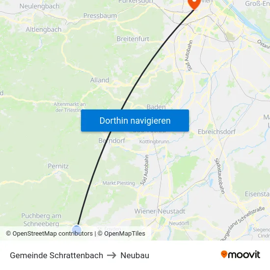 Gemeinde Schrattenbach to Neubau map