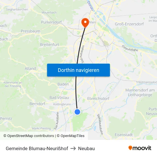 Gemeinde Blumau-Neurißhof to Neubau map