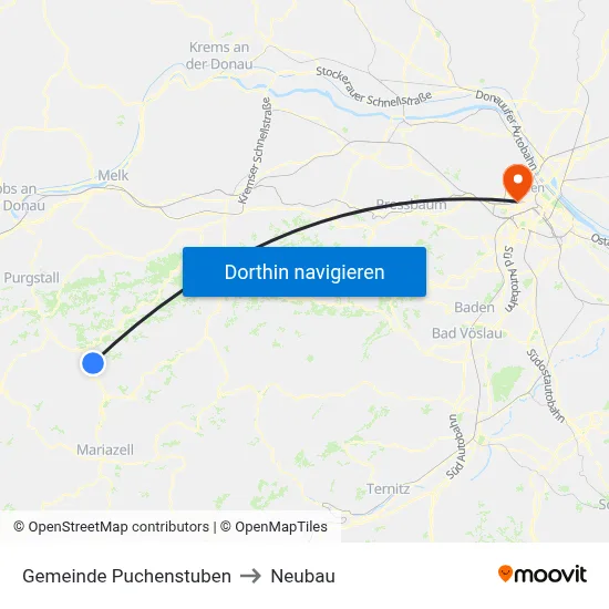 Gemeinde Puchenstuben to Neubau map