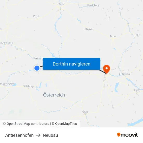 Antiesenhofen to Neubau map