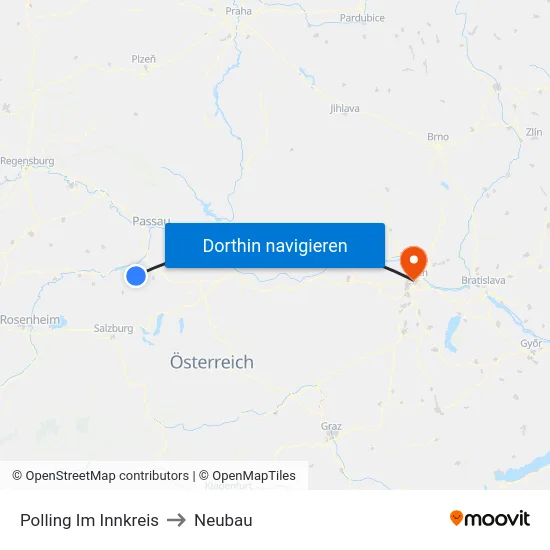 Polling Im Innkreis to Neubau map