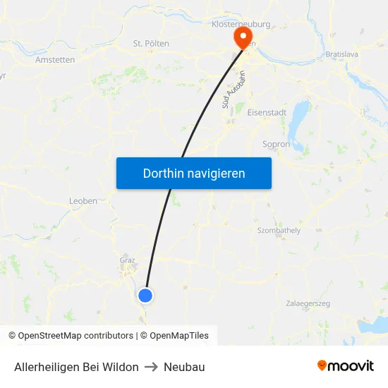 Allerheiligen Bei Wildon to Neubau map