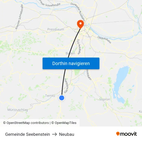 Gemeinde Seebenstein to Neubau map