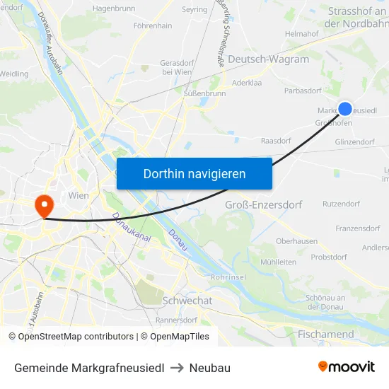 Gemeinde Markgrafneusiedl to Neubau map