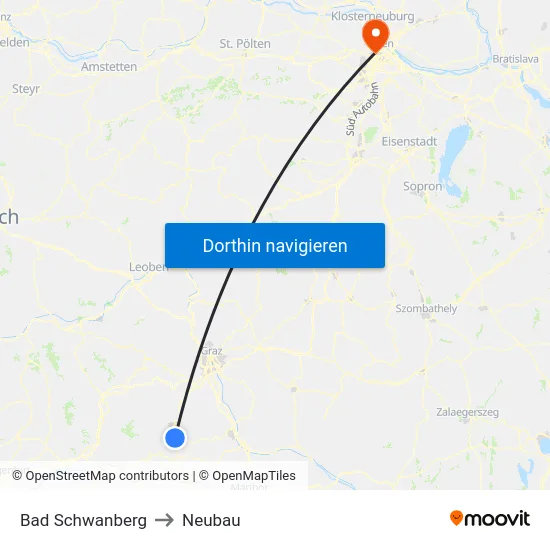 Bad Schwanberg to Neubau map
