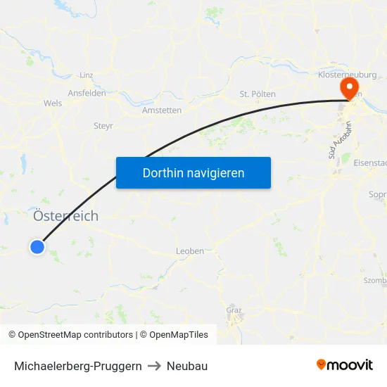 Michaelerberg-Pruggern to Neubau map