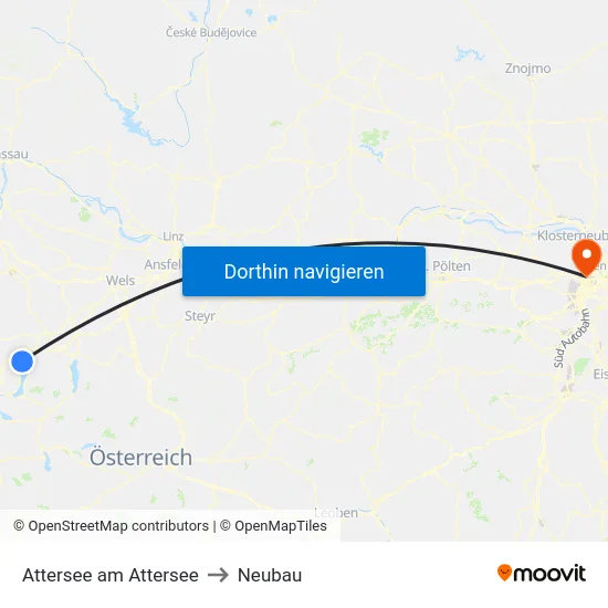 Attersee am Attersee to Neubau map