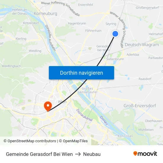 Gemeinde Gerasdorf Bei Wien to Neubau map